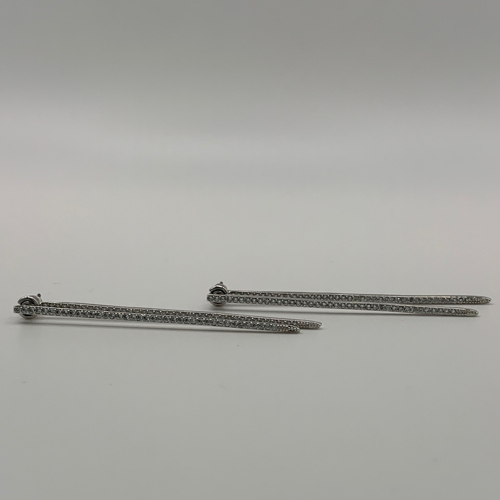 Silver-tone Rhinestone Drop Earrings - Picture 4 of 12